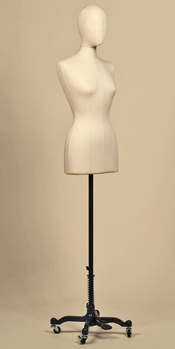 busto-sartoriale-donna-testa-tessuto-panama-purgato-base-ruote-ghisa